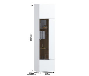 Мальта СБ-3256 Шкаф-витрина Белый/МДФ Белый