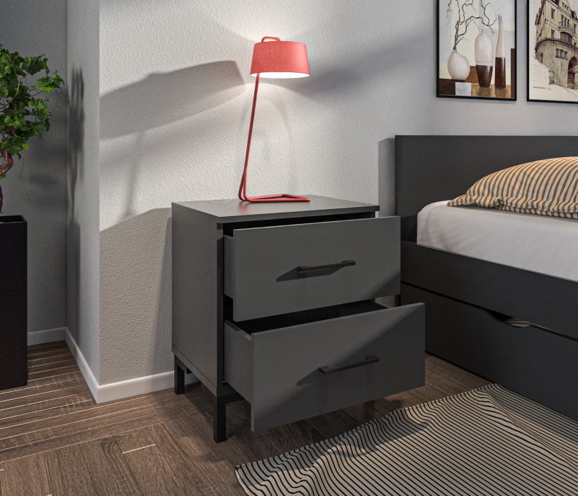 Прикроватные тумбы, Тренд СБ-3459 Тумба Диамант серый/ЛДСП Лофт Диамант серый