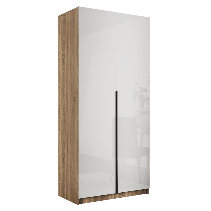 Шкафы распашные, Шкаф распашной Е1 Локер 101x52.5x220 см, с белым стеклом и полками