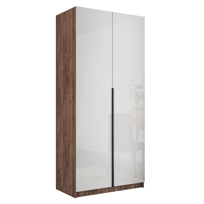 Шкафы распашные, Шкаф распашной Е1 Локер 101x52.5x220 см, с белым стеклом и полками