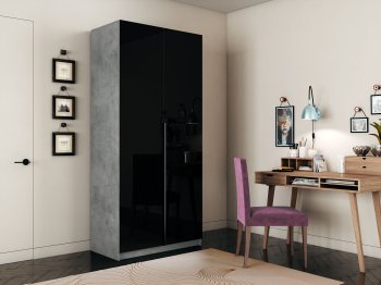 Шкаф распашной Е1 Локер 101x52.5x220 см, с черным стеклом , полками и модулем