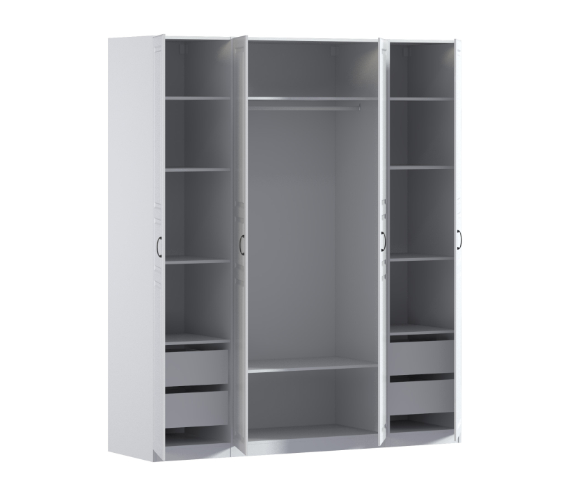 Для одежды, Шкаф четырехдверный Макс 2000 мм, вариант №2 (ЛДСП/МДФ)