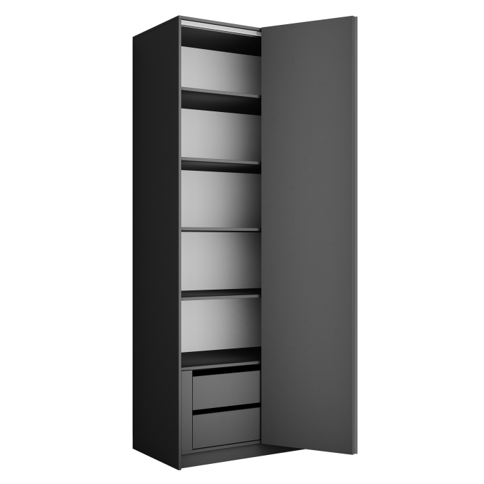 Шкафы распашные, Шкаф складной Е1 Локер ("Гармошка" с системой Push to Move/Правый)101х52,5х220 см, с полками и модулем