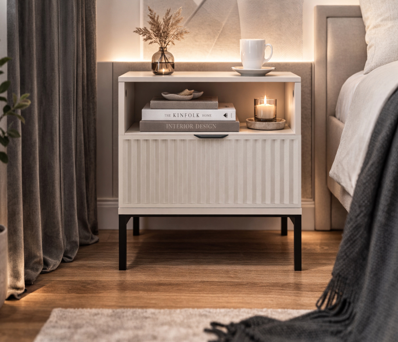 Прикроватные тумбы, Тумба прикроватная Турин СБ-3575 Кашемир серый/МДФ Кашемир