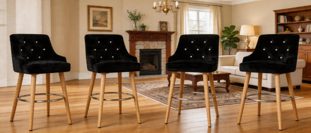 Стул-полубарный на ножках, Базовые ткани, Velutto Soft