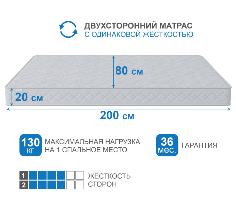 800 x 2000, Матрас Премиум-Ориент плюс в скрутке 800х2000